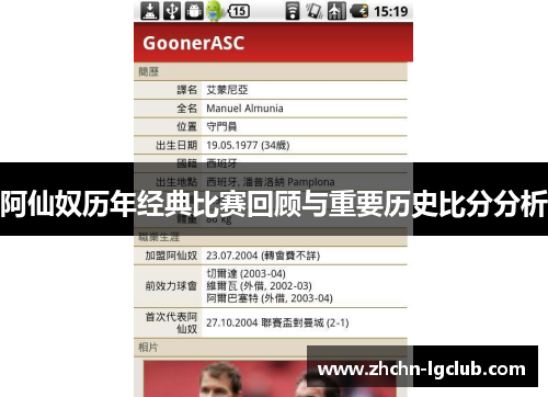 阿仙奴历年经典比赛回顾与重要历史比分分析
